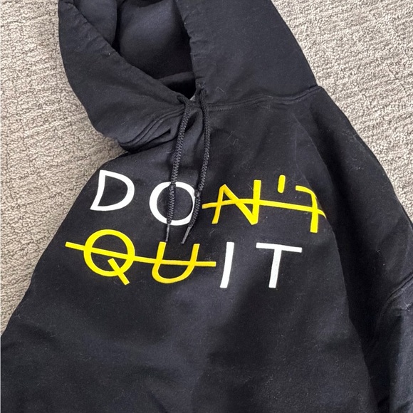 Gildan Black Hoodie with Yellow and White Print - Picture 4 of 5